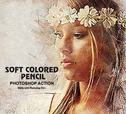 极品PS动作－彩色铅笔(含高清视频教程)：Soft Colored Pencil Photoshop Action